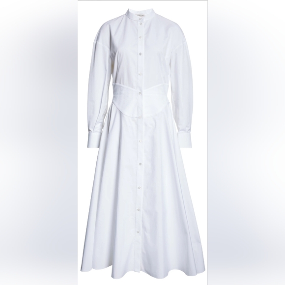 NWT Alexander McQueen White Corset Midi Shirt Dress - Picture 5 of 16